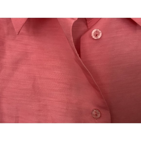 Nycard Collection Womens Button Front Shirt Pink Cuff Sleeve Point Collar 16 - Picture 3 of 4